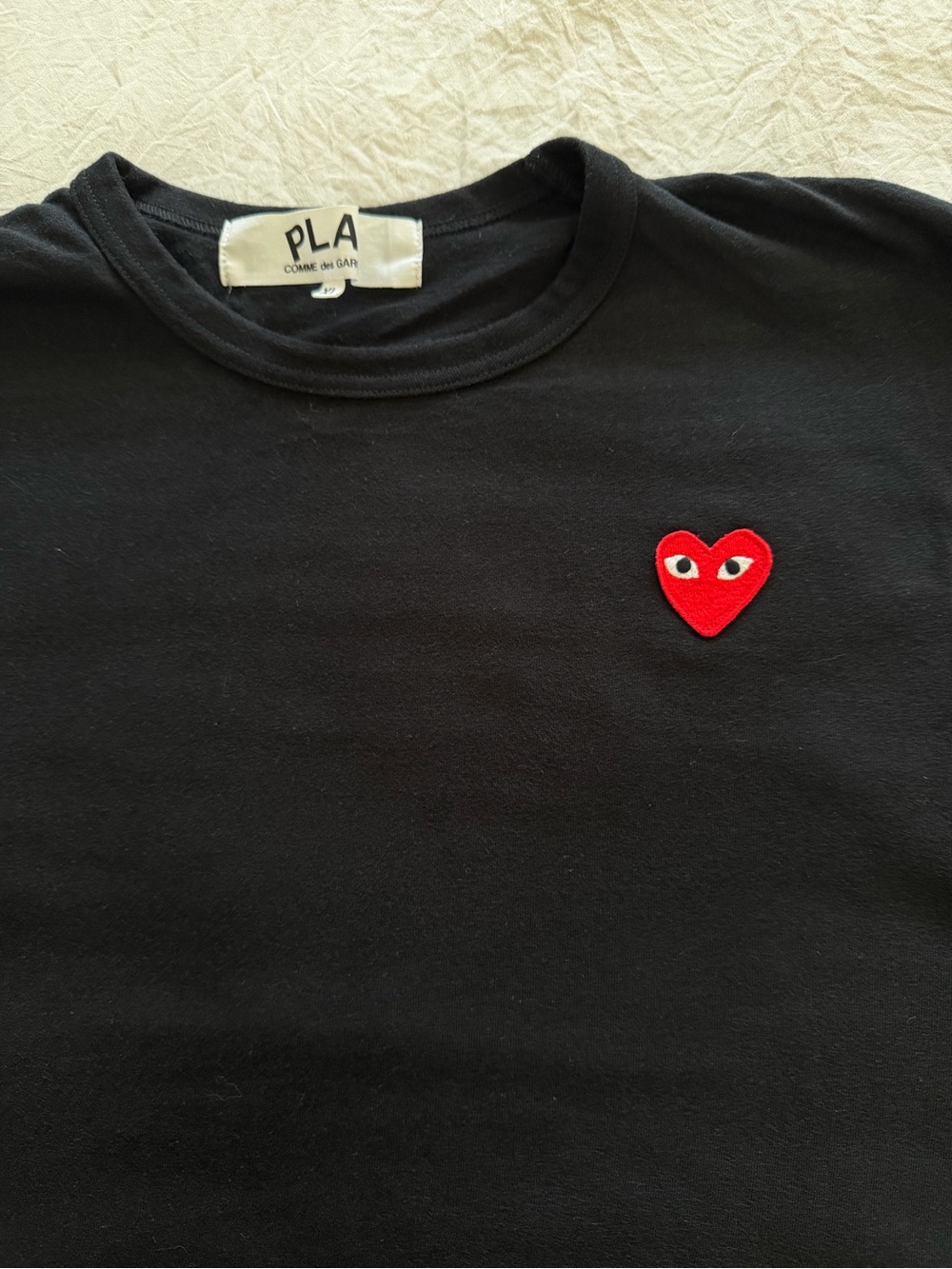 CDG PLAY Men's Black Long sleeve Tee with Red Heart Patch